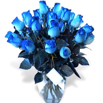 Imagen de Cielito lindo Descripcion: Arreglo de 24 rosas azules en florero. Rosas teñidas!